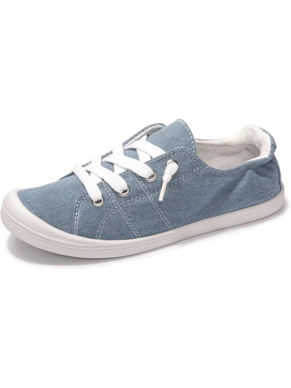 Womens Blue Canvas Slipon Canvas Sneaker Low Top Walking Shoes Fashion Sneakers